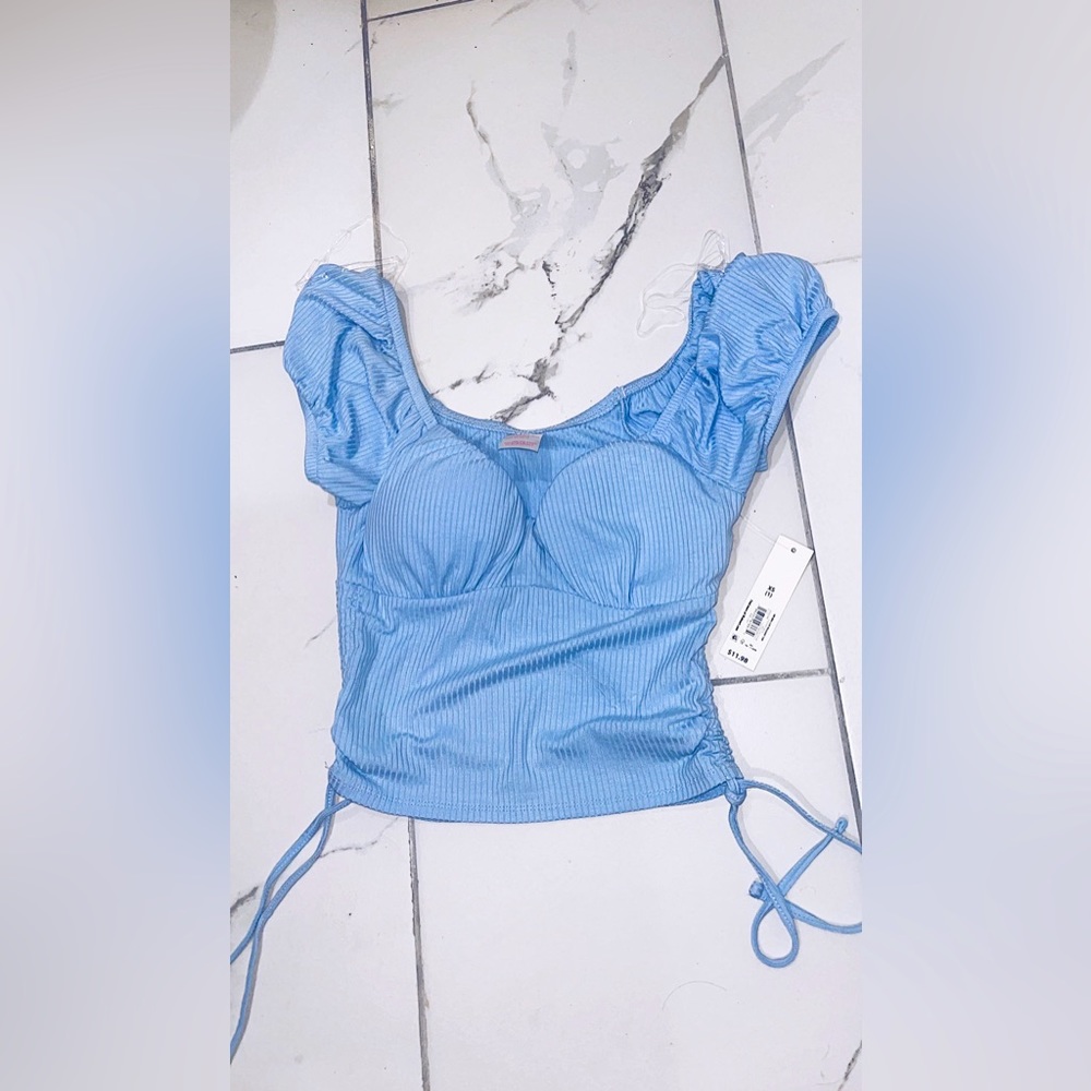 Blue padded cropped top